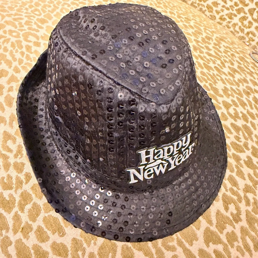 Sequin Black Happy New Year Party Hat